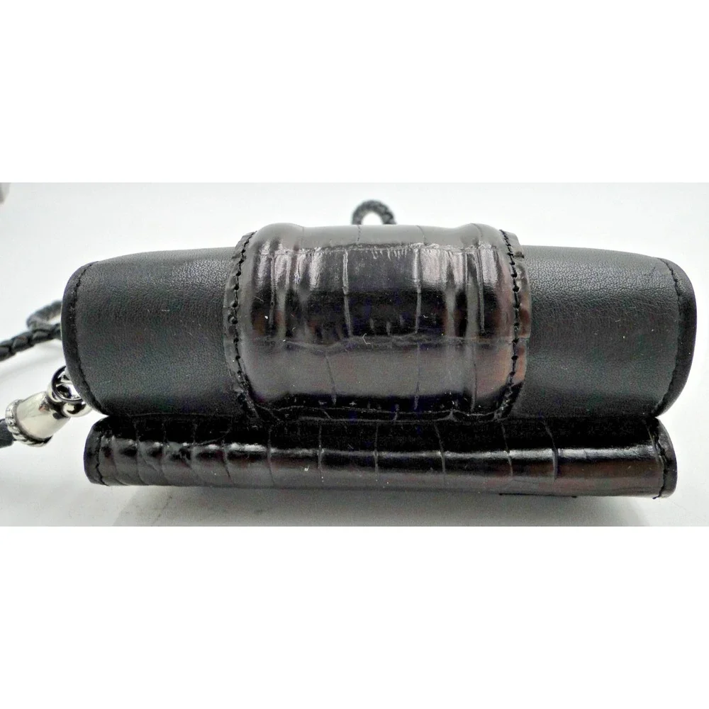 Brighton Black‎ Leather And Croc Wallet Crossbody Belt Purse